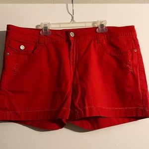 Wallflower Red Denim Shorts